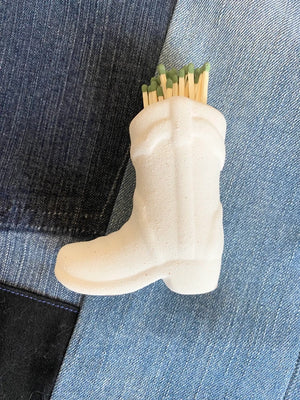 Porcelain Cowboy Boot Match Stick Holder