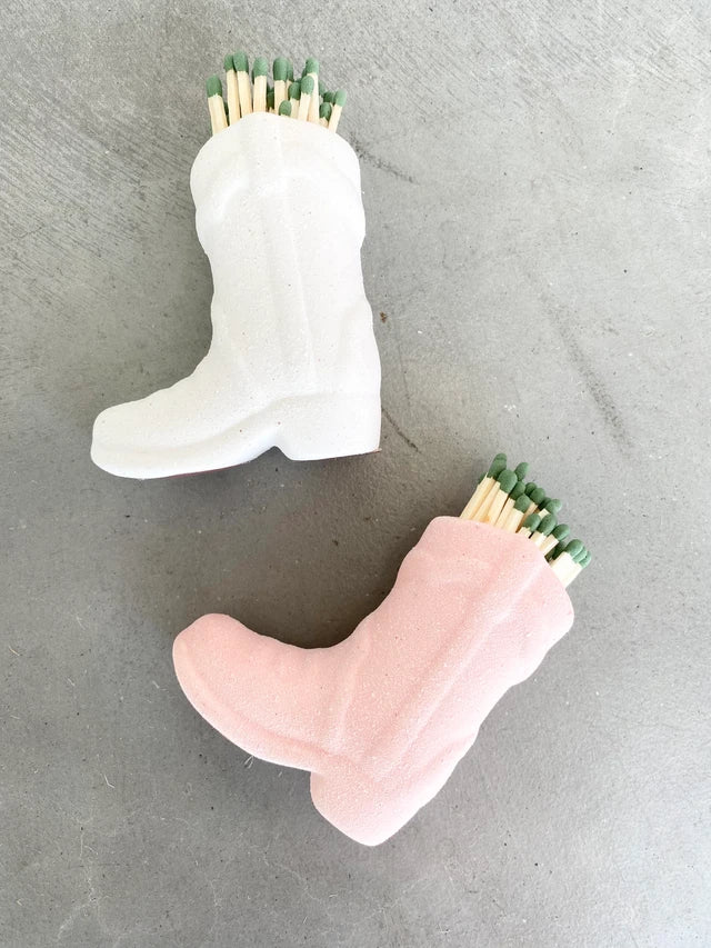 Porcelain Cowboy Boot Match Stick Holder