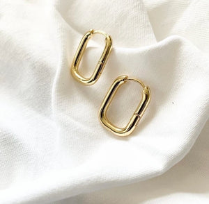 14k Rectangle Hoops