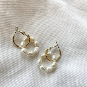 Mini Pearl Huggie Hoops