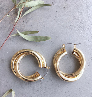 Gold Doubled Hoop Earring