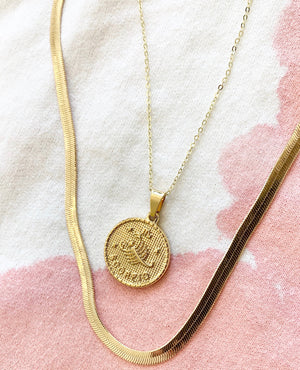 14k Zodiac Coin Necklace
