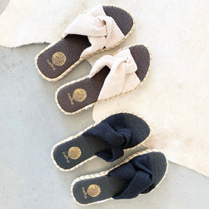 Linen Espadrille Slide