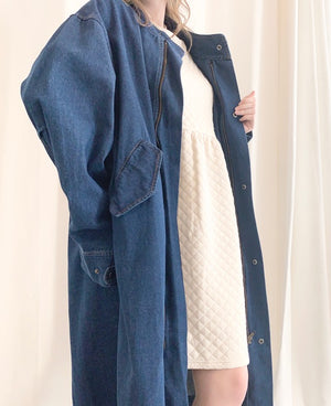 Oversized Denim Trench Style Coat