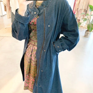 Oversized Denim Trench Style Coat