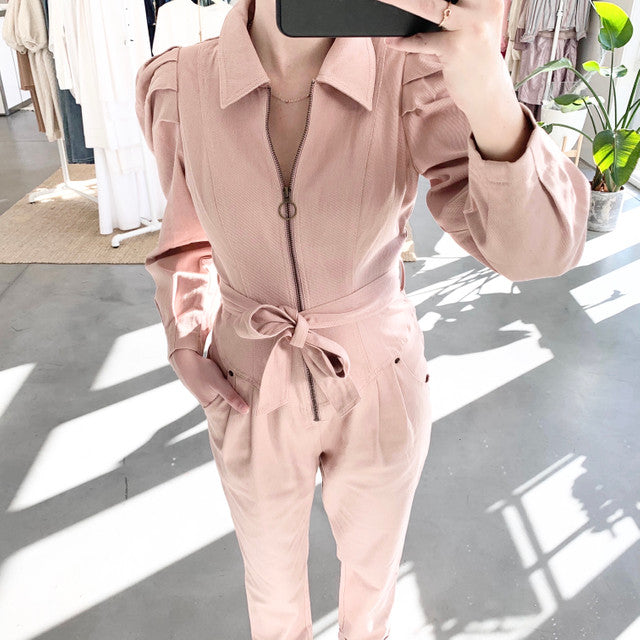 Blush Denim Jumpsuit