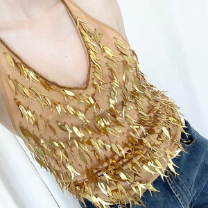 Vintage 70s Beaded Halter Top